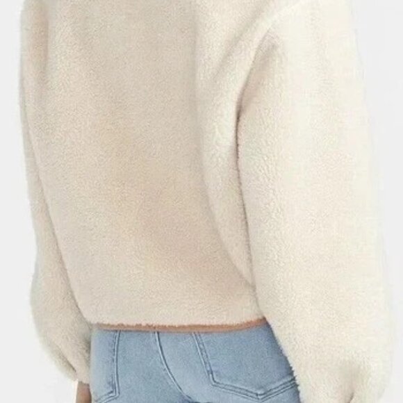 Express Women's Reversible Sherpa Jacket - Brown Faux Suede/Teddy Fleece SZ XL - Picture 3 of 11